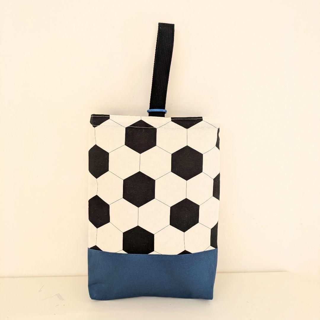 入園入学3点セット、レッスンバッグ指定　サッカーボール×アッシュブルー/ブラック