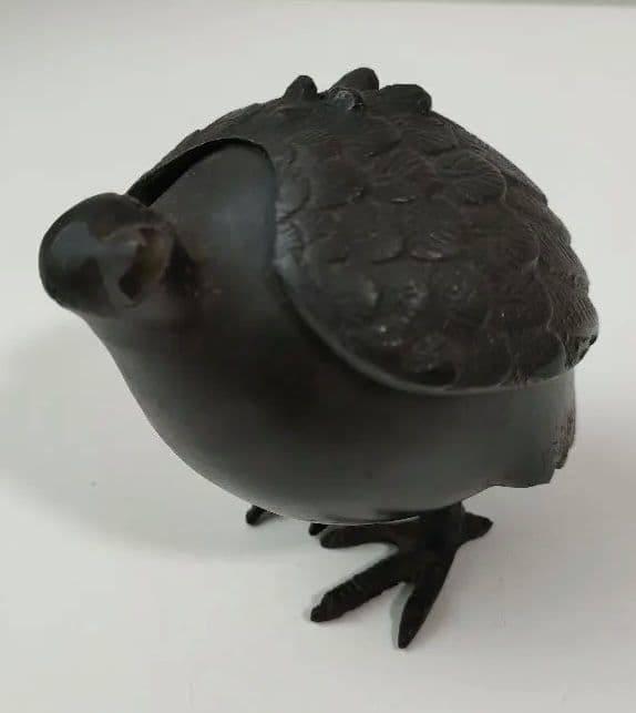 鶉(うずら)香炉　青銅製　骨董品