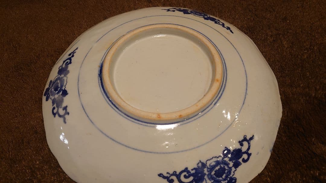 古伊万里　伊万里　染付　ねじり　草華の図　大皿　菓子皿　１客