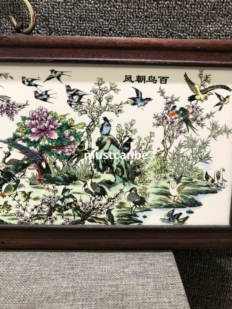 陶板画 百鳥朝鳳掛画 装飾品 現代工芸品 美術品 置物