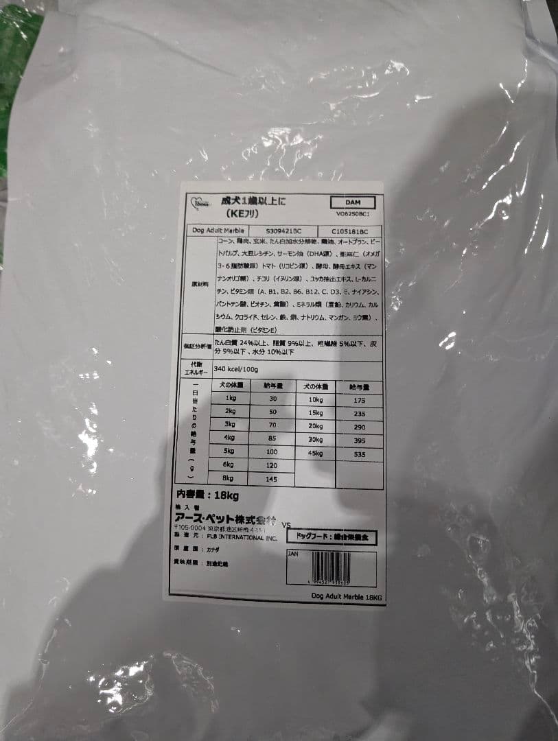 ショコラKEP 犬用ドライフード 18kg