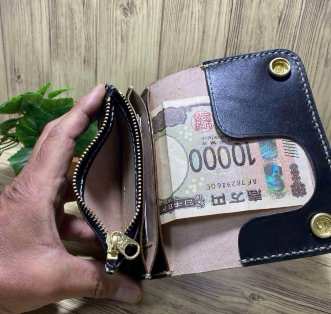 ミドルトラッカーウォレット丘染め（茶芯）グリーン