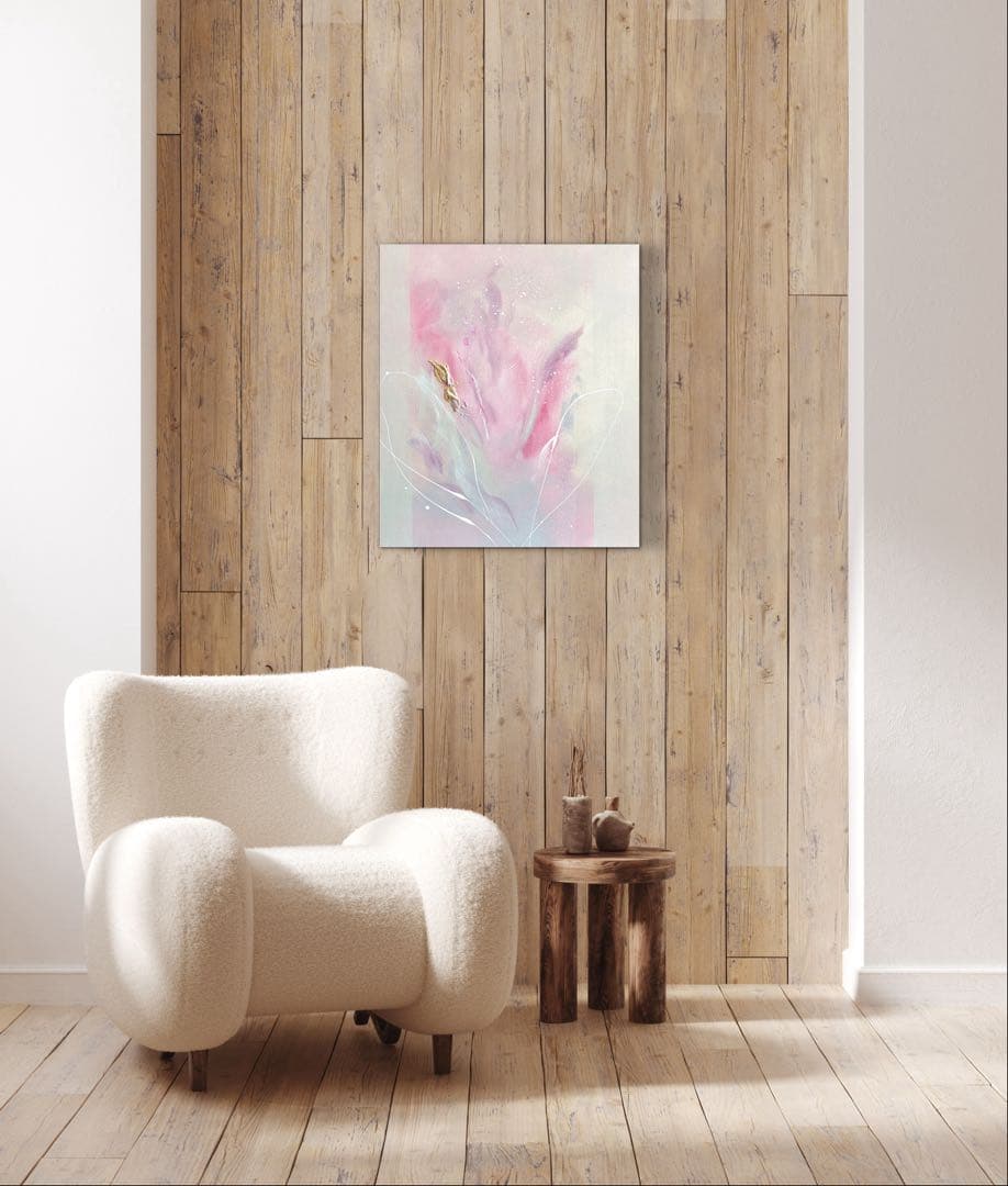 現代アート　53×45.5㎝　花　抽象画　モダン　アートパネル　インテリア　絵画