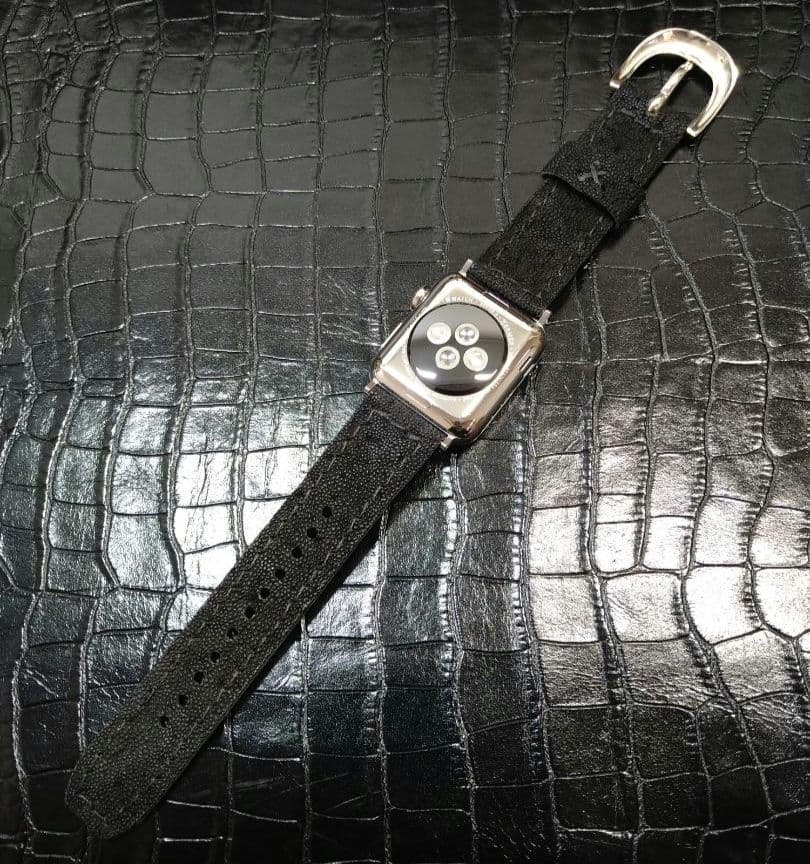 エレファントレザー 象革 Apple watch バンド 黒 美錠 SV925