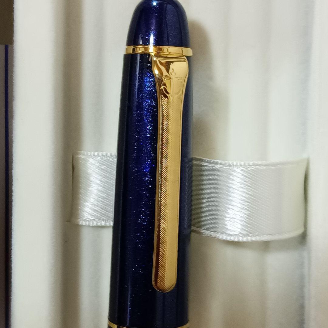 V5　SAILOR 万年筆　プロムナード シャイニーブルー 14k　皮ケース