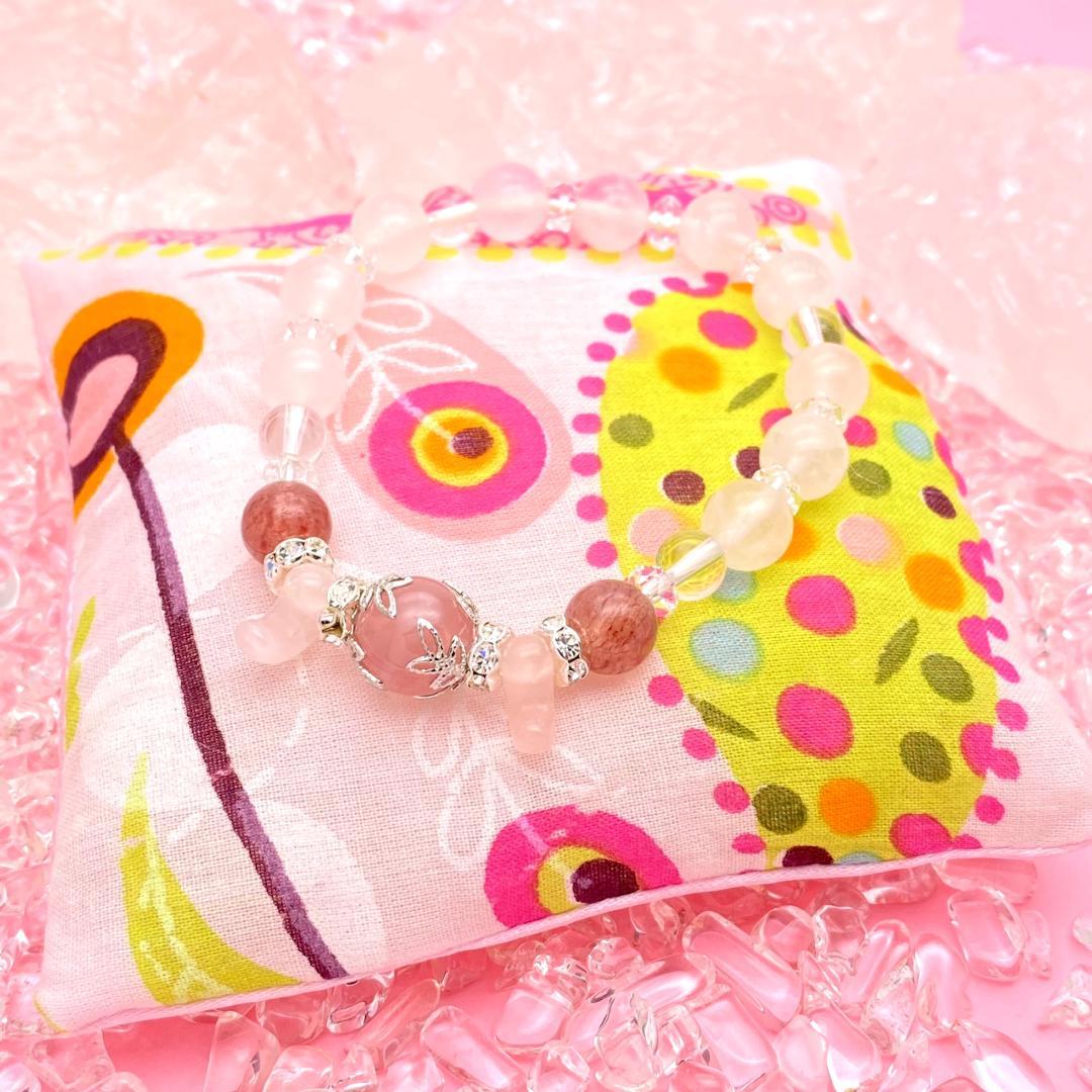 魅力up♡プチ占い付き♡高品質AAAA天然石ブレスレット♡ディープローズクォーツ