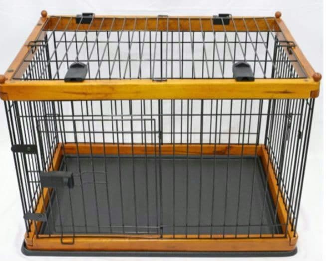 【新品】小型犬室内木製ケージ、ドア式(前開き) WOOD PET CAGE