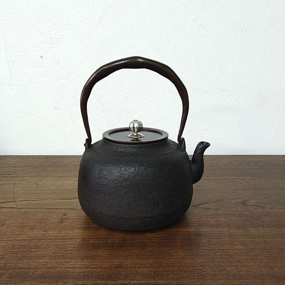 【龍敏堂】銀摘　銅蓋　鉄瓶　錆色　茶道具