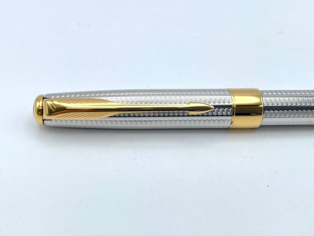 【S】美品PARKER 万年筆 ペン先18K ボールペン シルバー系 ネーム入り
