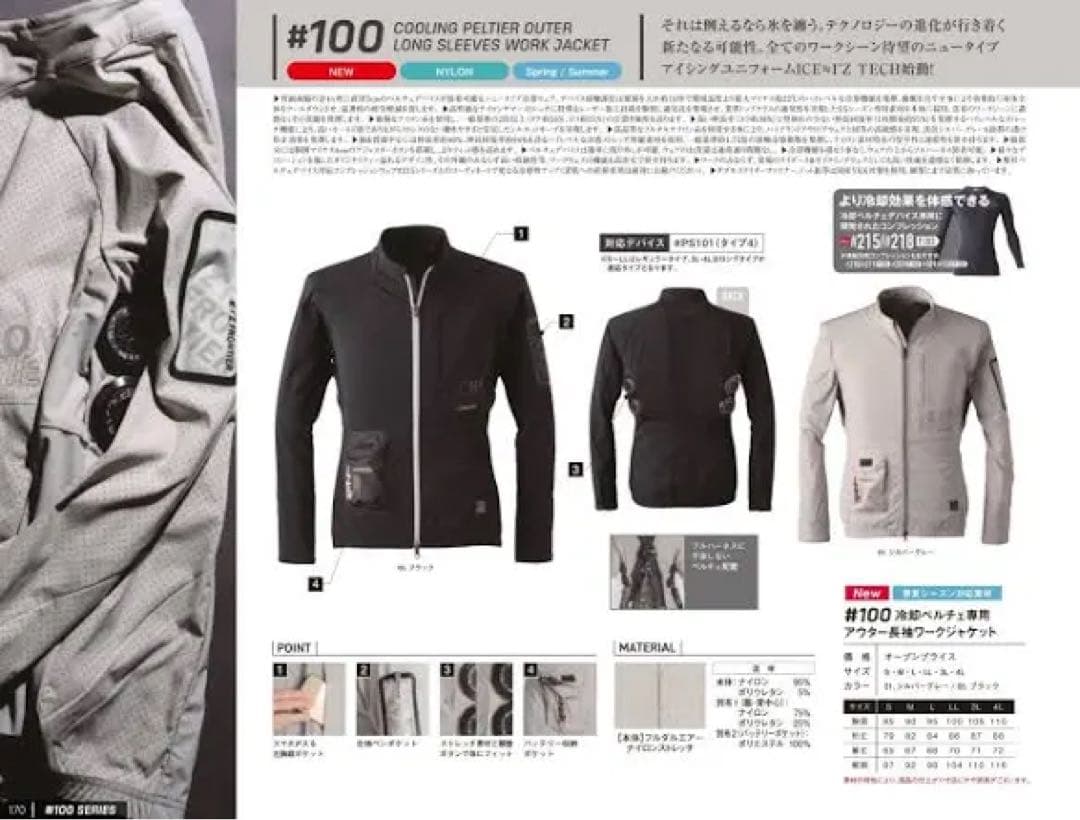 アイズフロンティア 長袖ジャケット＋ペルチェベスト デバイス&バッテリー 4点