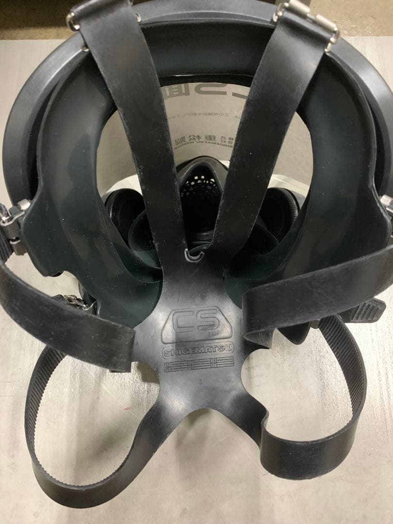 新品 シゲマツ直結式小型防毒マスクGM165（新品吸収2個付き）Mサイズ