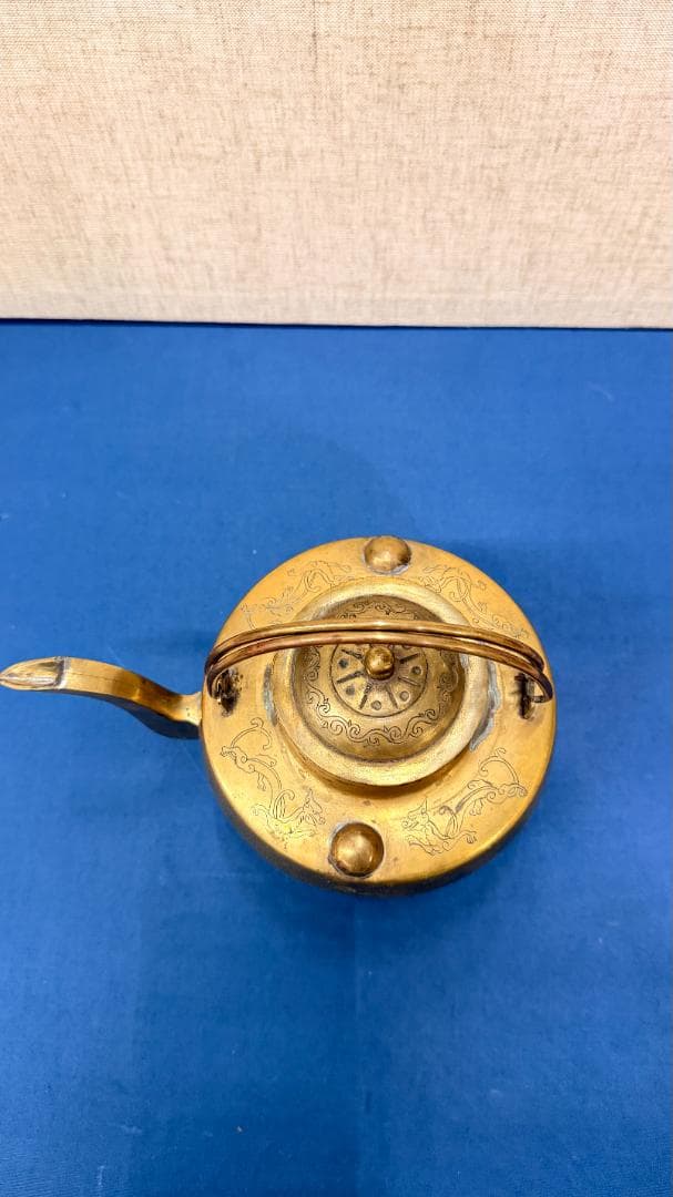 古銅 煎茶急須 内筒付 遊戯図彫刻 一点物骨董 実用可 コレクション茶道具に美品