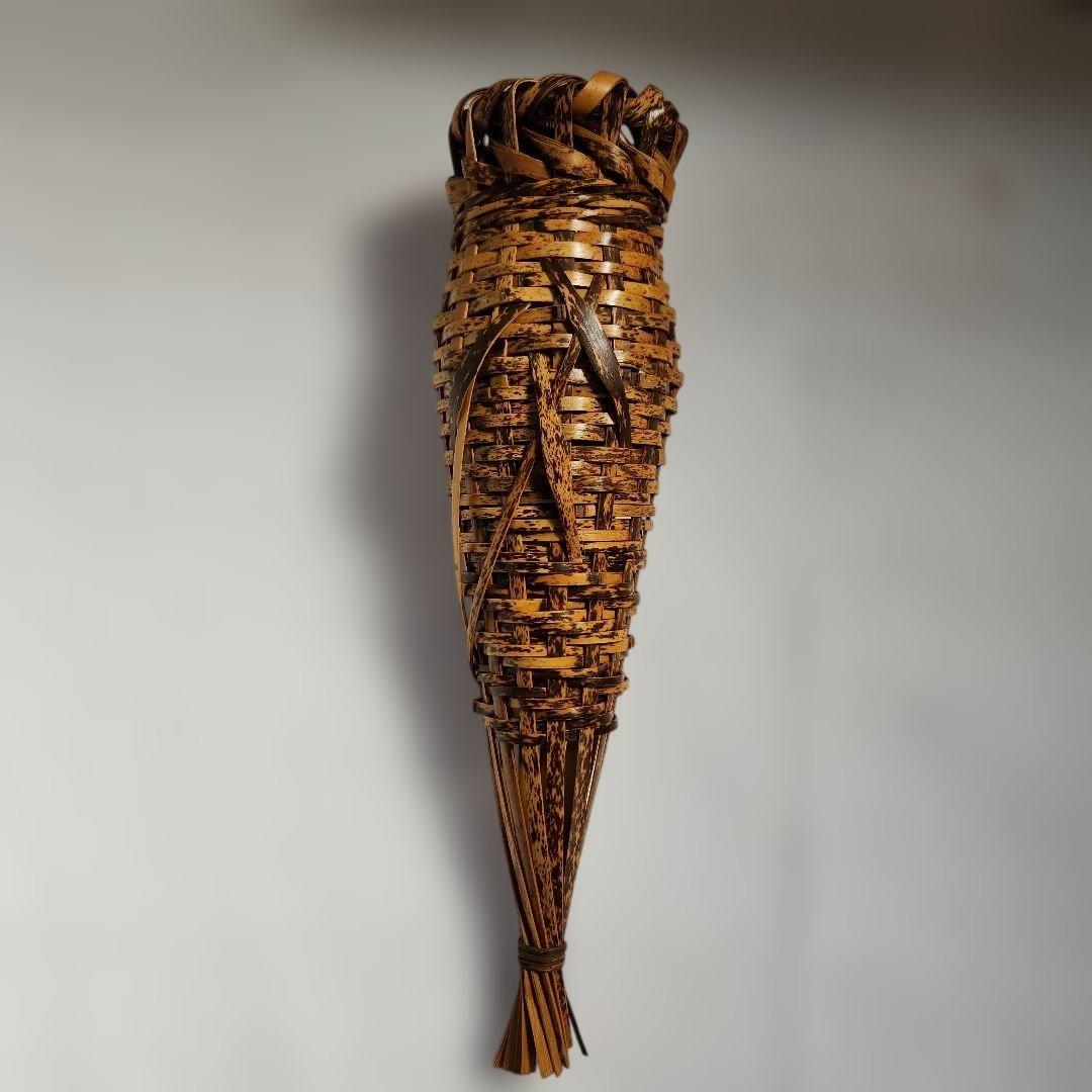 未使用品 掛け花籠 竹製 鯉口 落とし付き 箱あり 茶道具 華道具