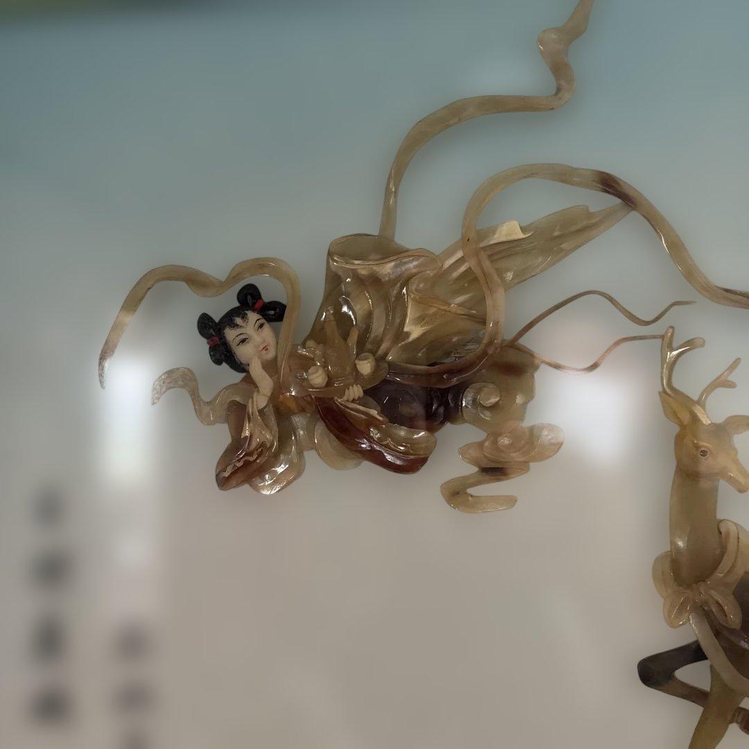 中国伝統絵画 長寿の神 緑フレーム