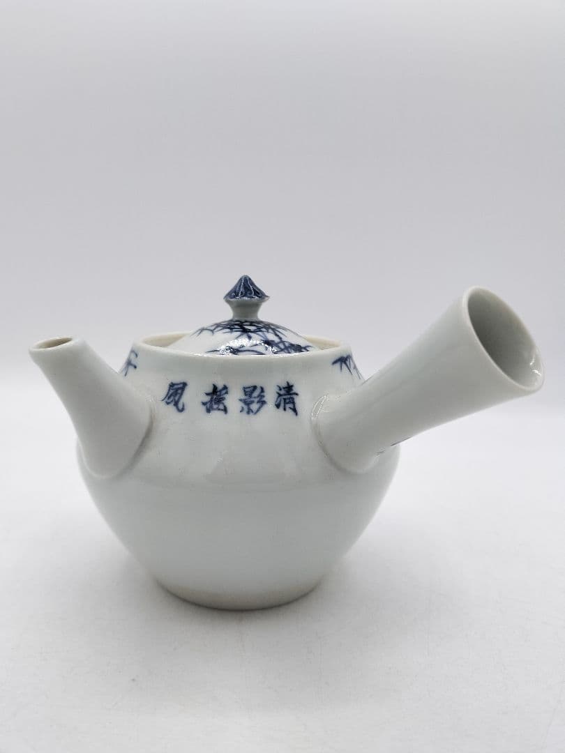 c733 煎茶器セット 染付　竹 「清影揺風」湲仙 5客 茶道具 古物