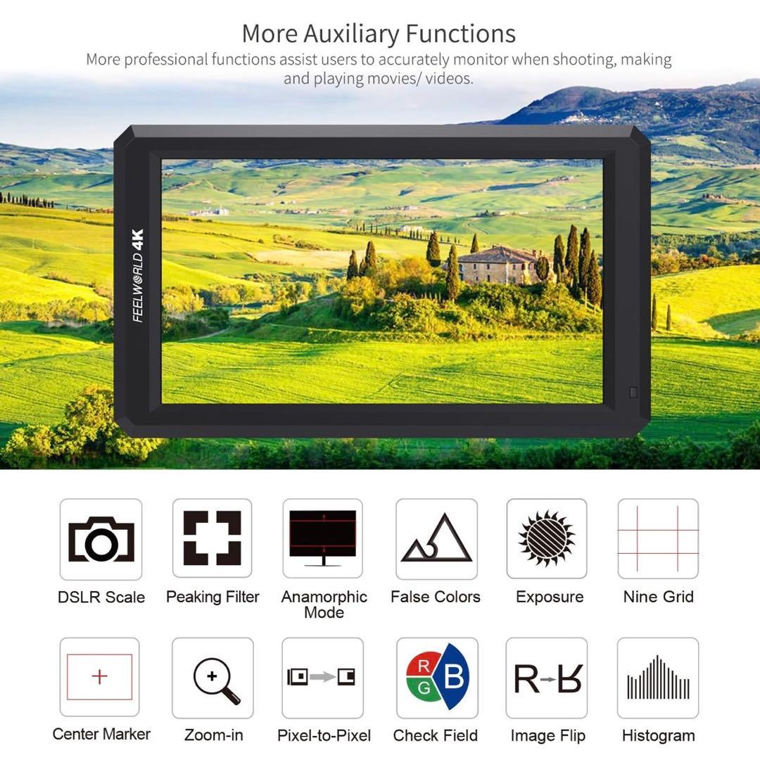 Feelworld F6 5.7インチIPS モニター 4K カメラマウント付き