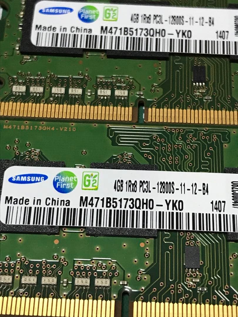 Samsung DDR3Lメモリー4GB×2=8GB同一ロット品1407CE