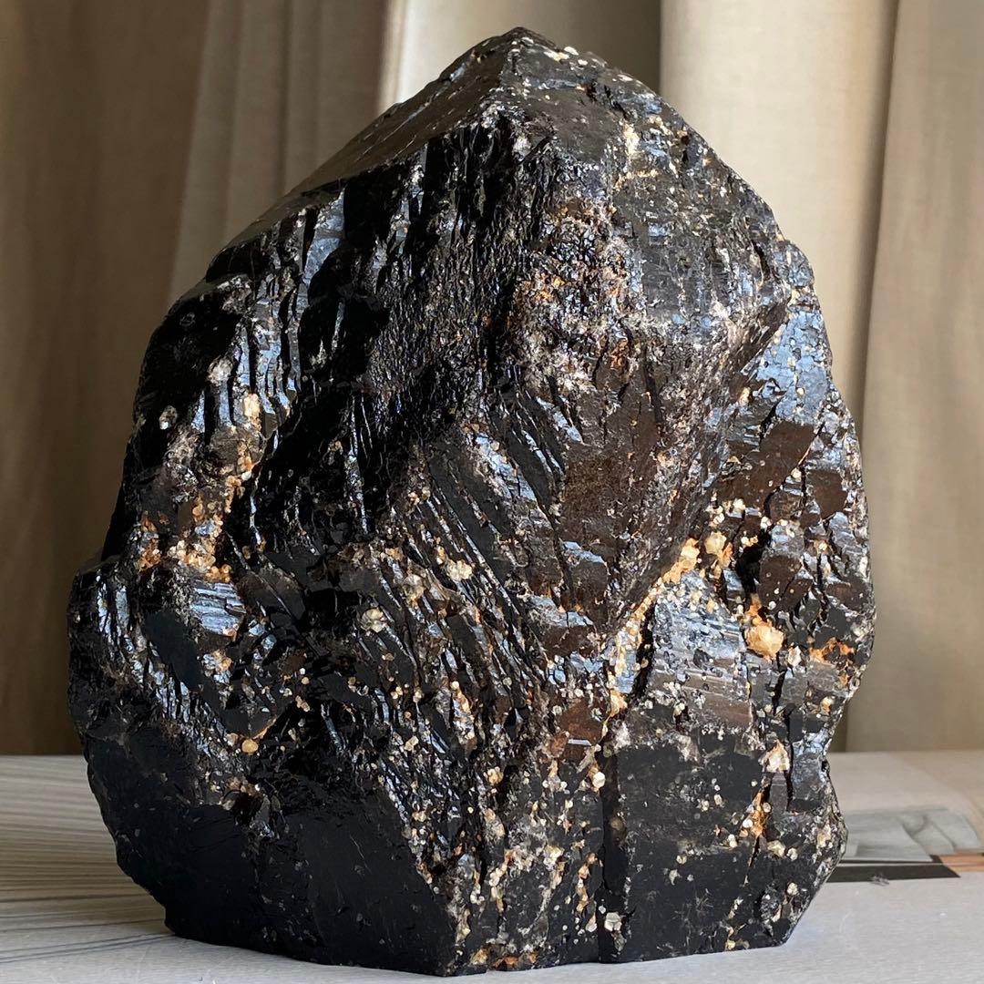 【 天然石 中国 山東省産 黒水晶 モリオン 原石 ポイント 置物 約1.4kg