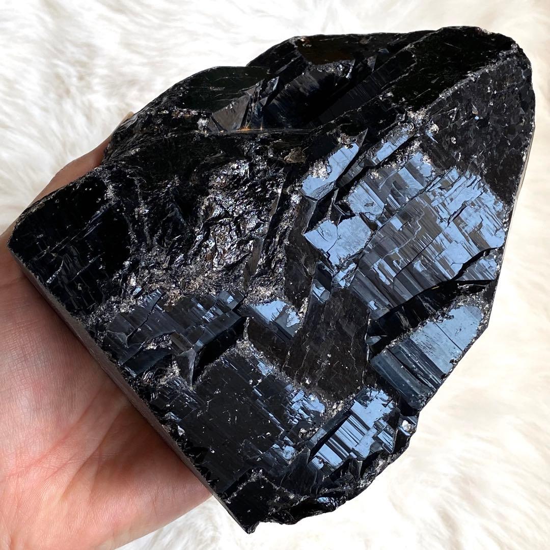 【 天然石 中国 山東省産 黒水晶 モリオン 原石 ポイント 置物 約1.4kg
