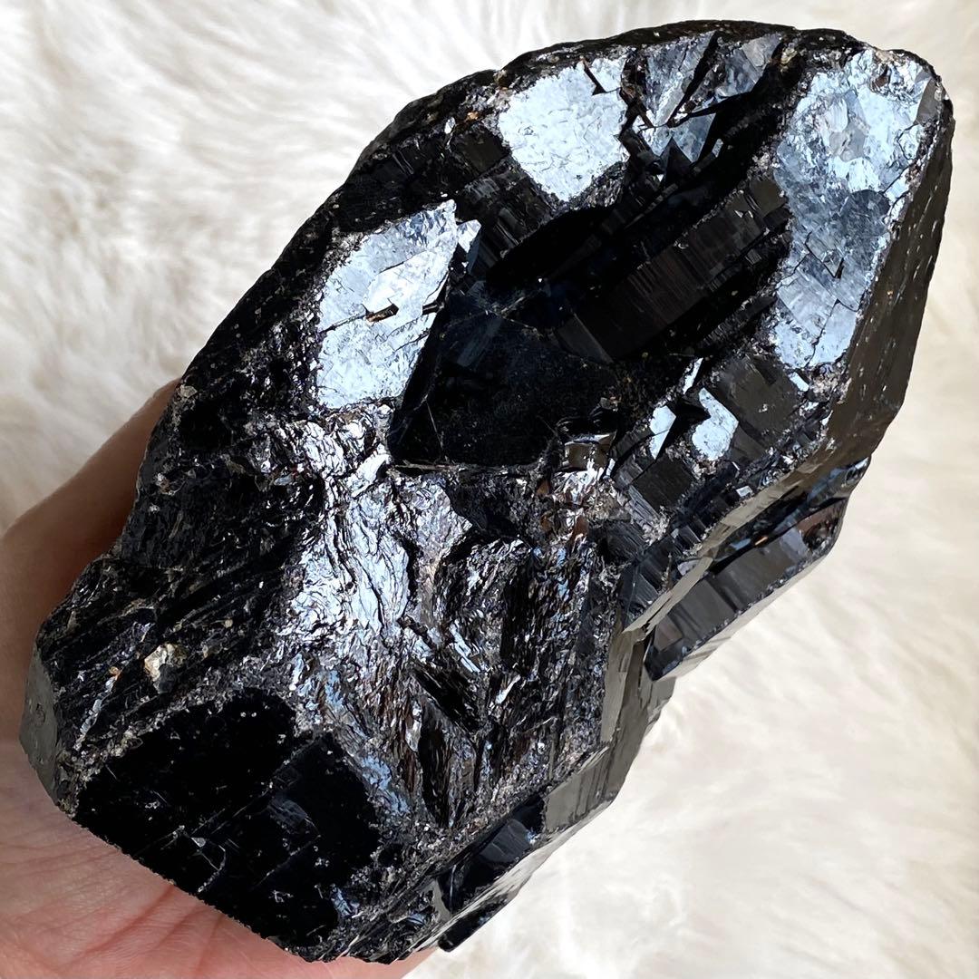 【 天然石 中国 山東省産 黒水晶 モリオン 原石 ポイント 置物 約1.4kg