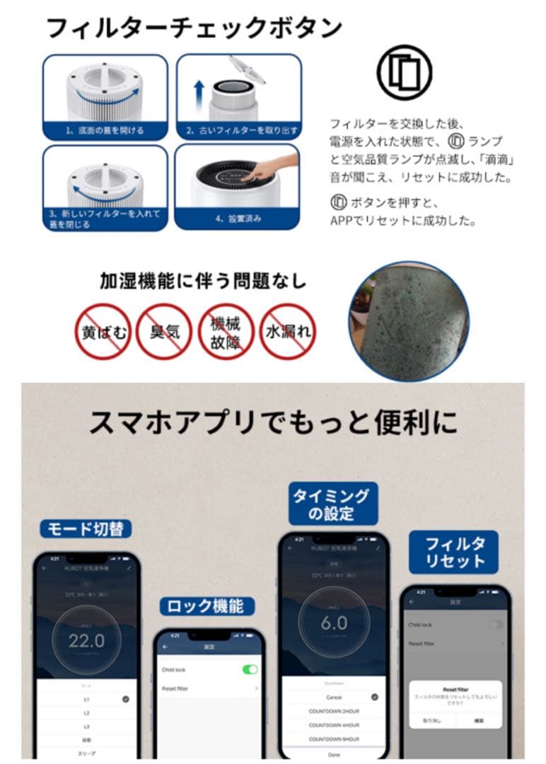 限定特価❗️空気清浄機　360°　高性能フィルター　アプリ　タイマー　花粉　臭い