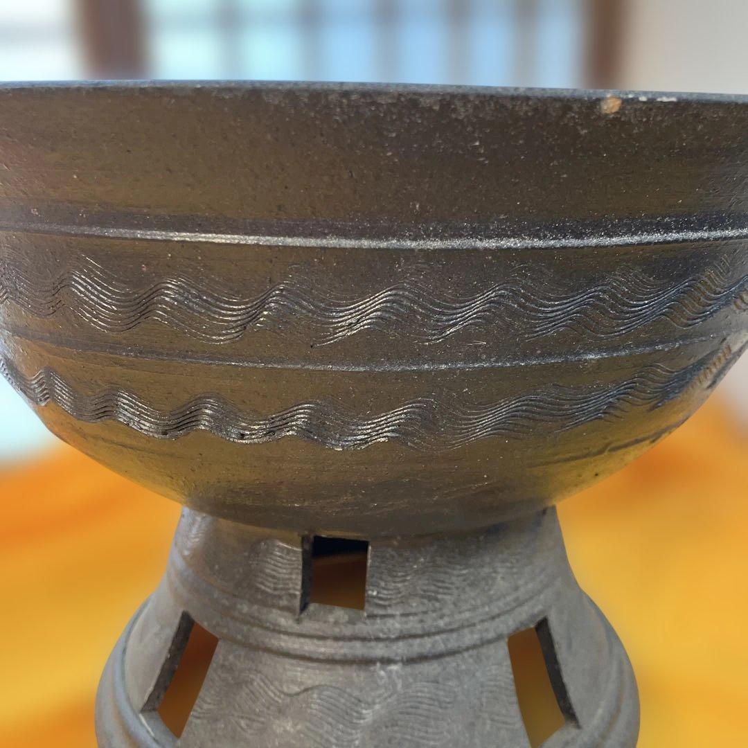 骨董 華道道具 花器 新羅土器 高杯花器 桐共箱 S759ANK