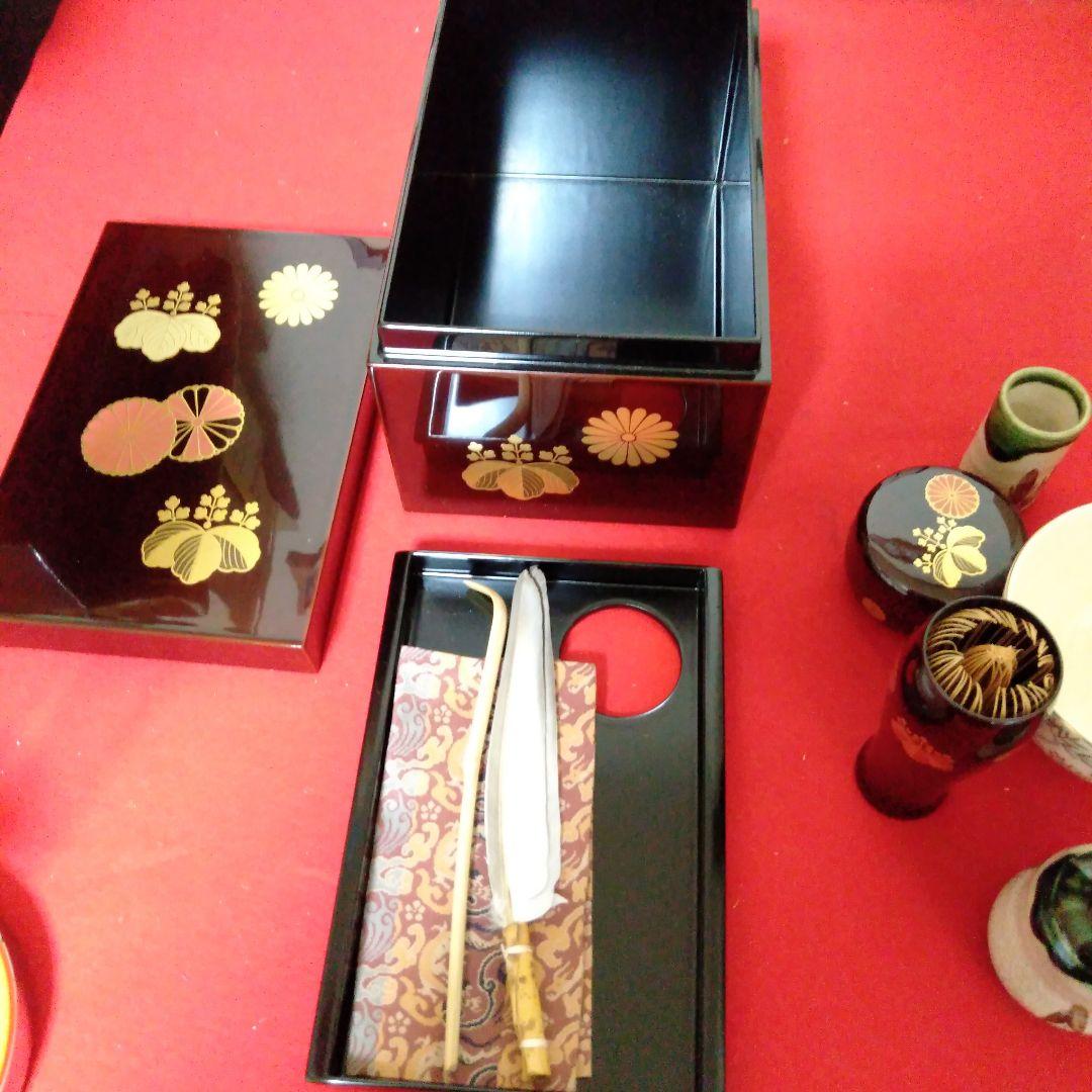 高台寺蒔絵入　溜塗利休茶箱　美品