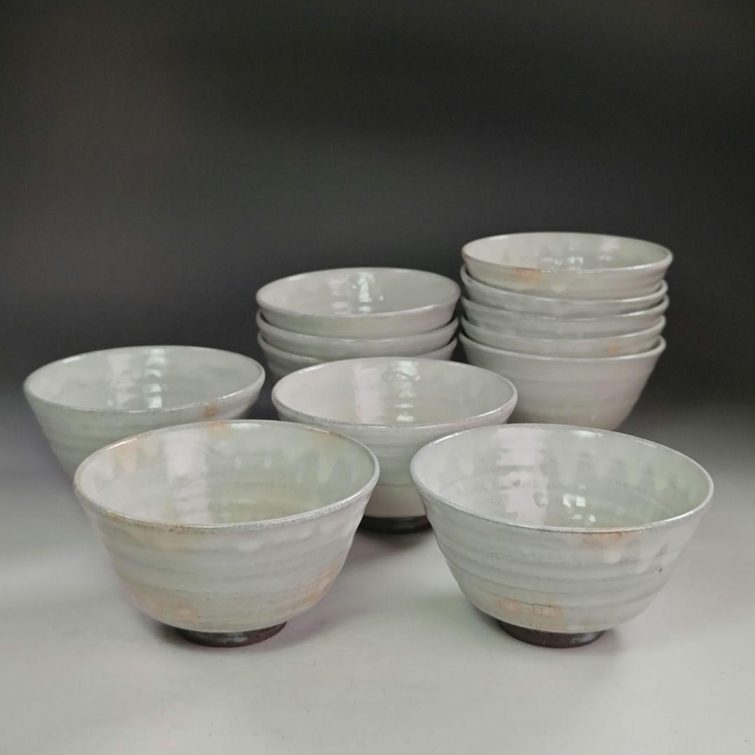 ウ287 数茶碗『竹久作　数茶碗　12客　萩焼　紙箱』茶道具　抹茶碗