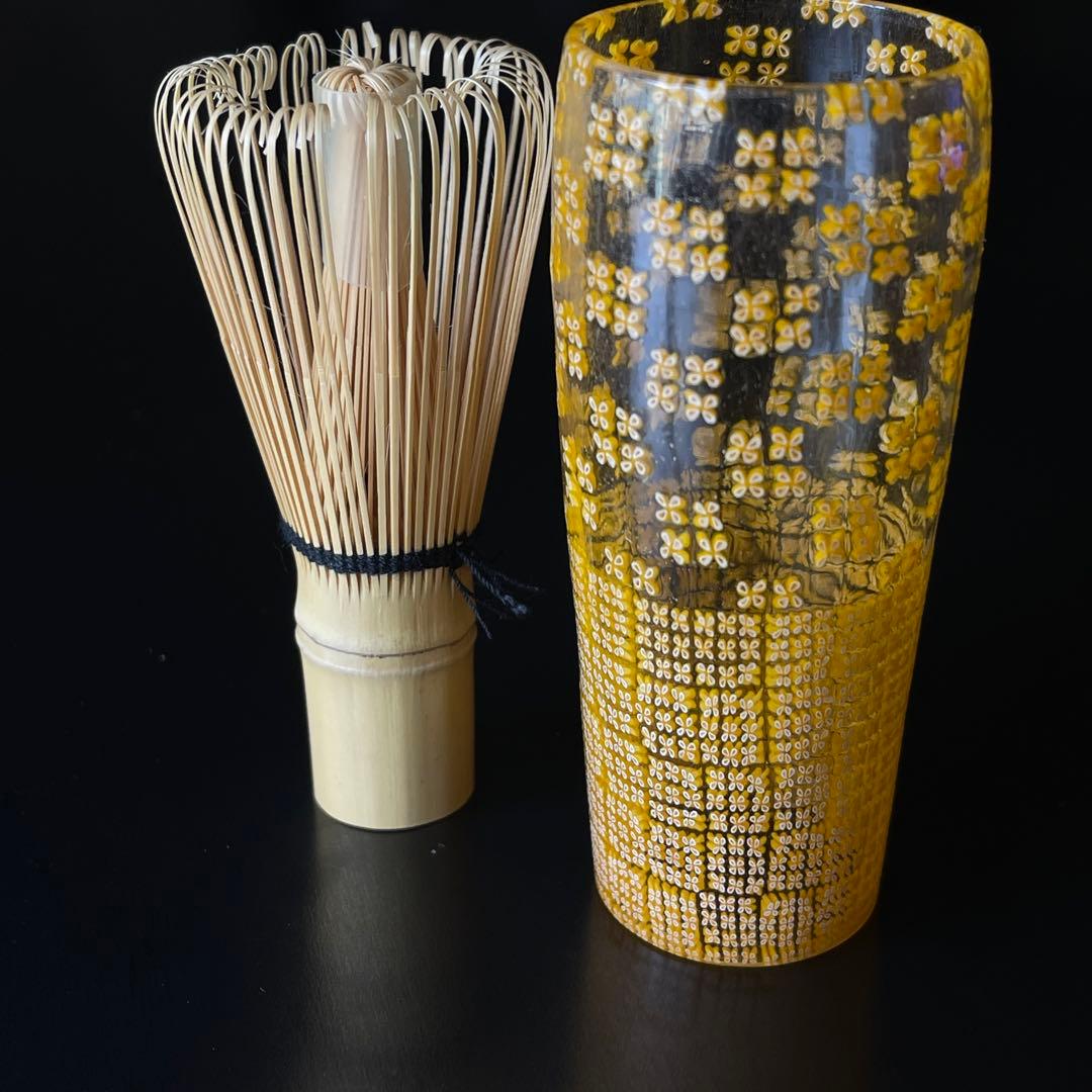 【新品未使用】人気硝子作家江波冨士子 茶筅筒　希少作品