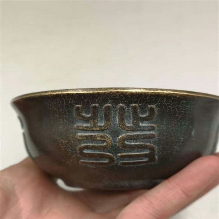古玩古銅碗銅碗太極古置品