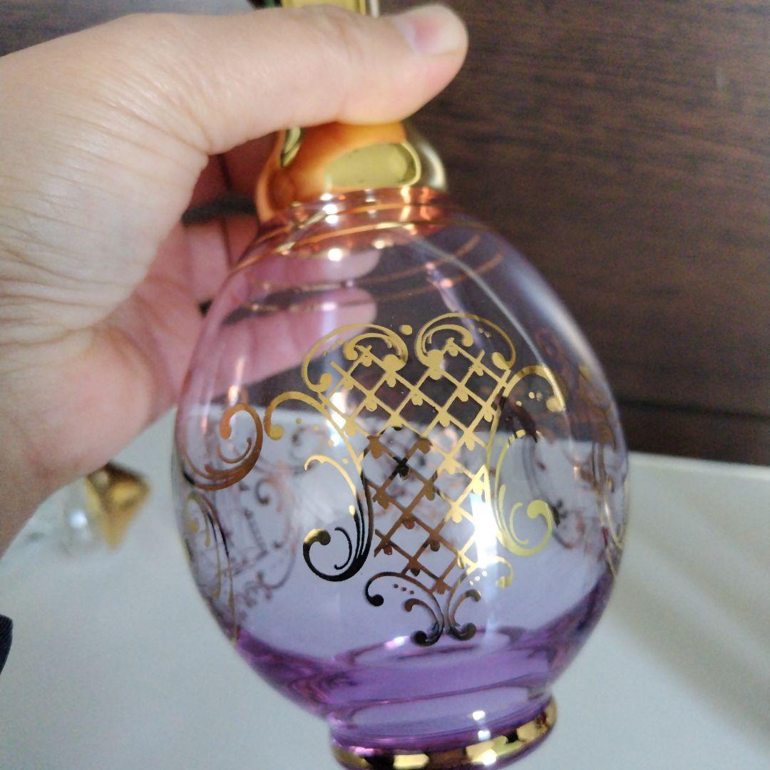 ベネチアンガラス 香水瓶 パープル 金彩ヴィンテージ ムラーノ風パフュームボトル