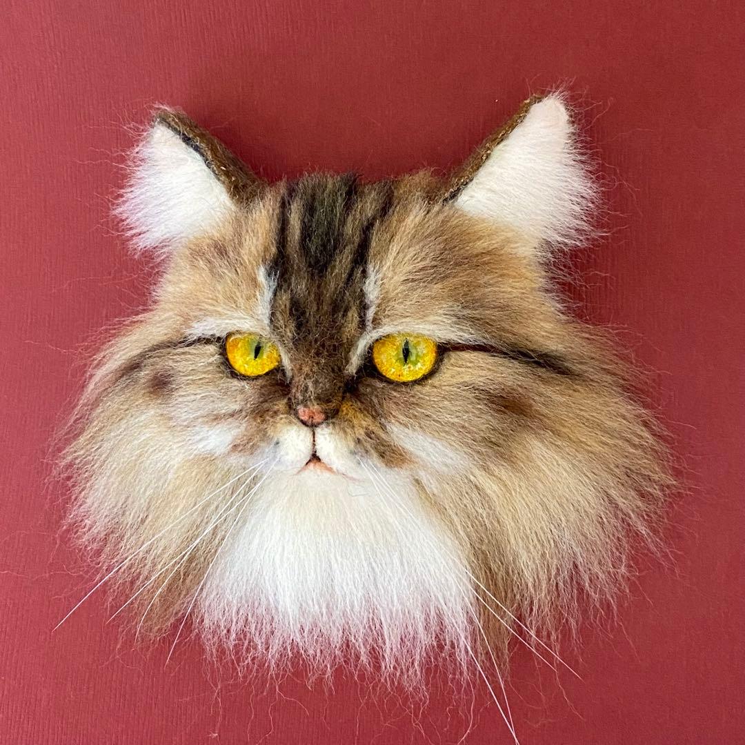 【今月の推し猫】羊毛フェルトブローチ リアルで可愛いペルシャ猫　キャリコ