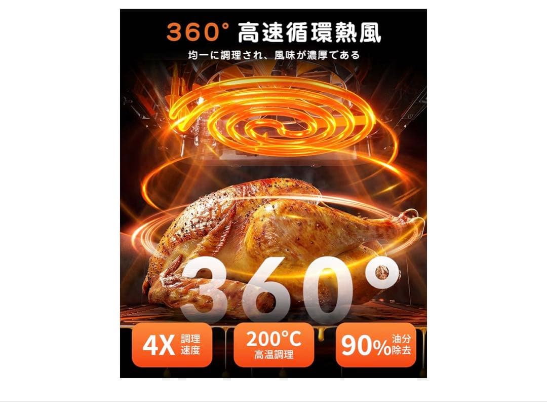 ノンフライヤー4.5L エアフライヤー2026年新型1～5人用 電気フライヤー