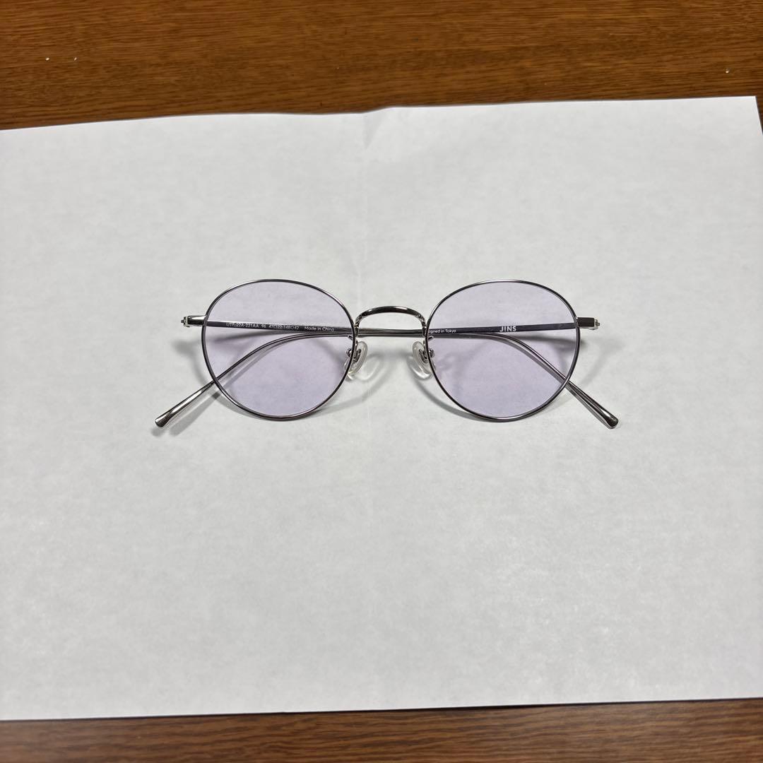 JINS 銀縁　メガネ　眼鏡　カラーレンズ ライトラベンダー　サングラス