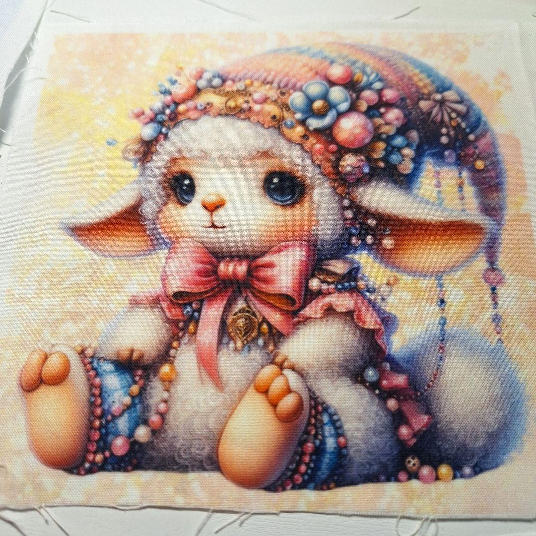 可愛いひつじパネル生地　ハンドメイド