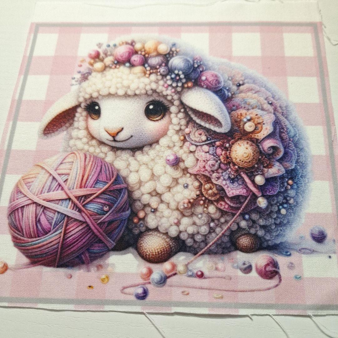可愛いひつじパネル生地　ハンドメイド