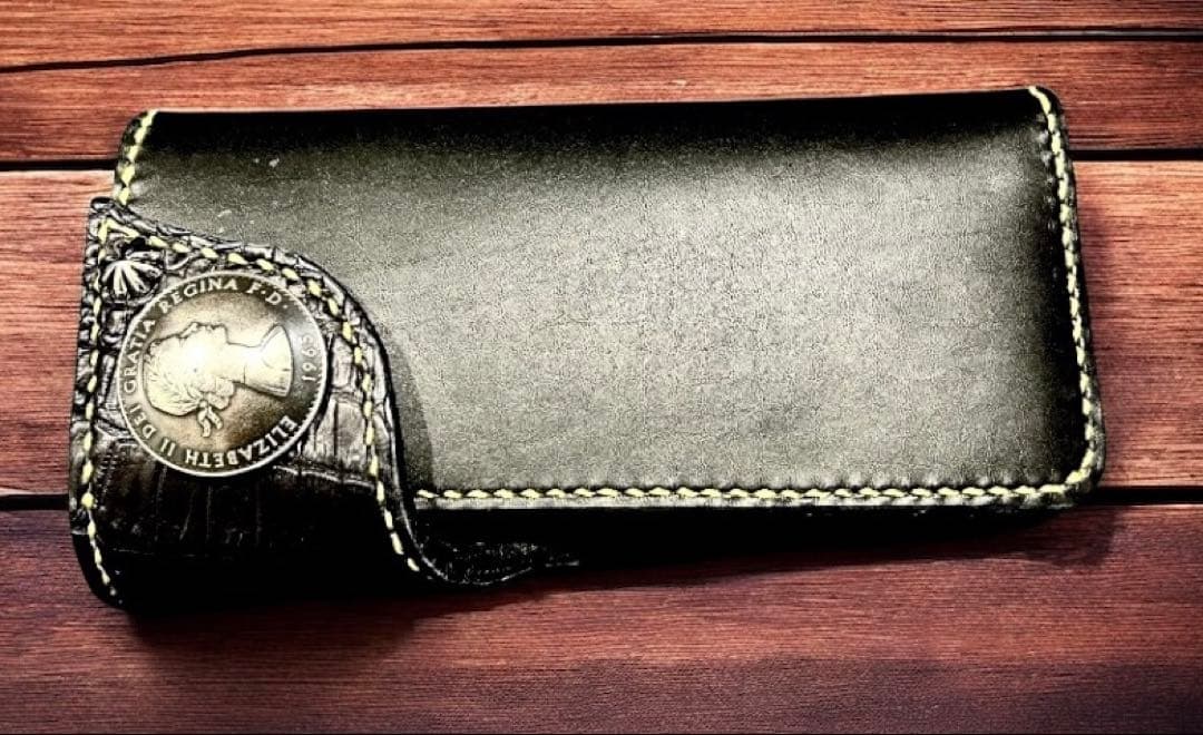 Gravy Leather クロコダイル ワニ革 バイカー 長財布 ハンドメイド