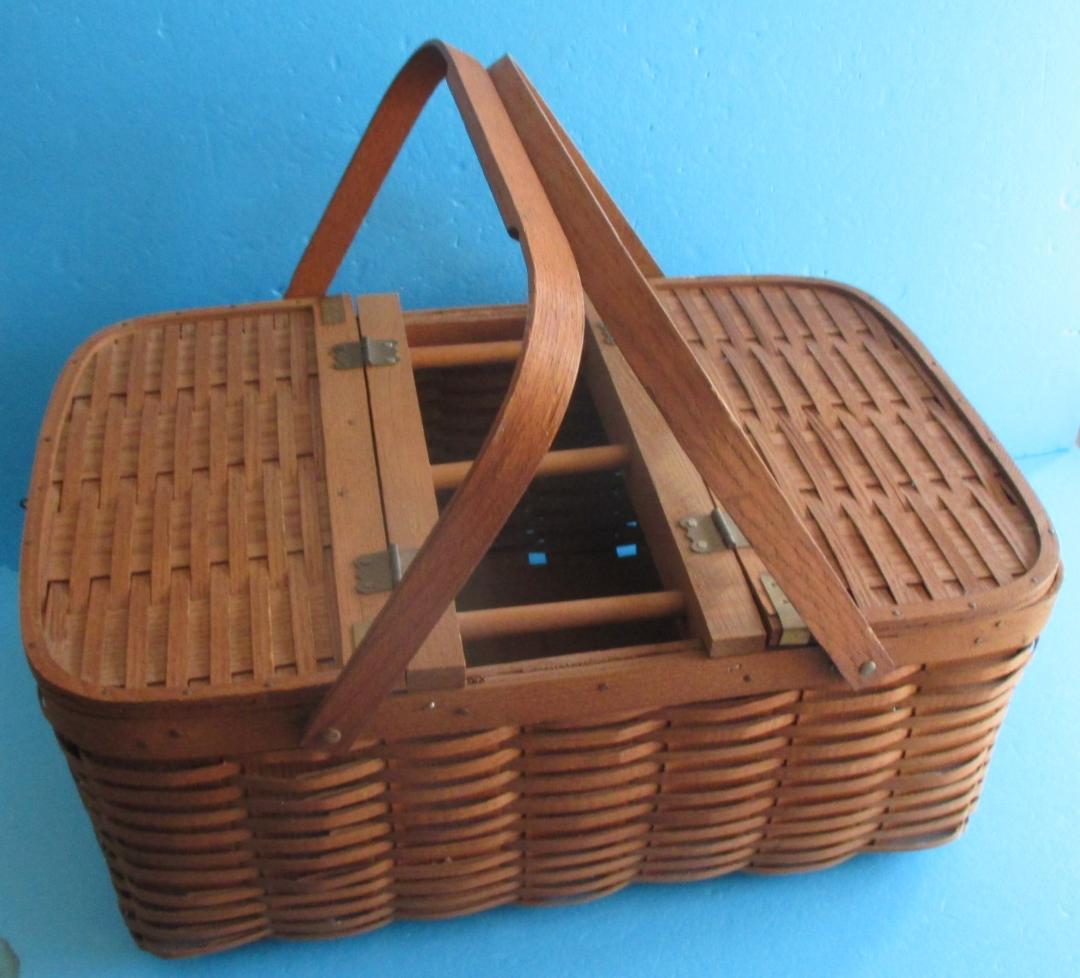 アメリカ製◎木製ハンドメイドバスケット◎BASKETVILLEピクニックに
