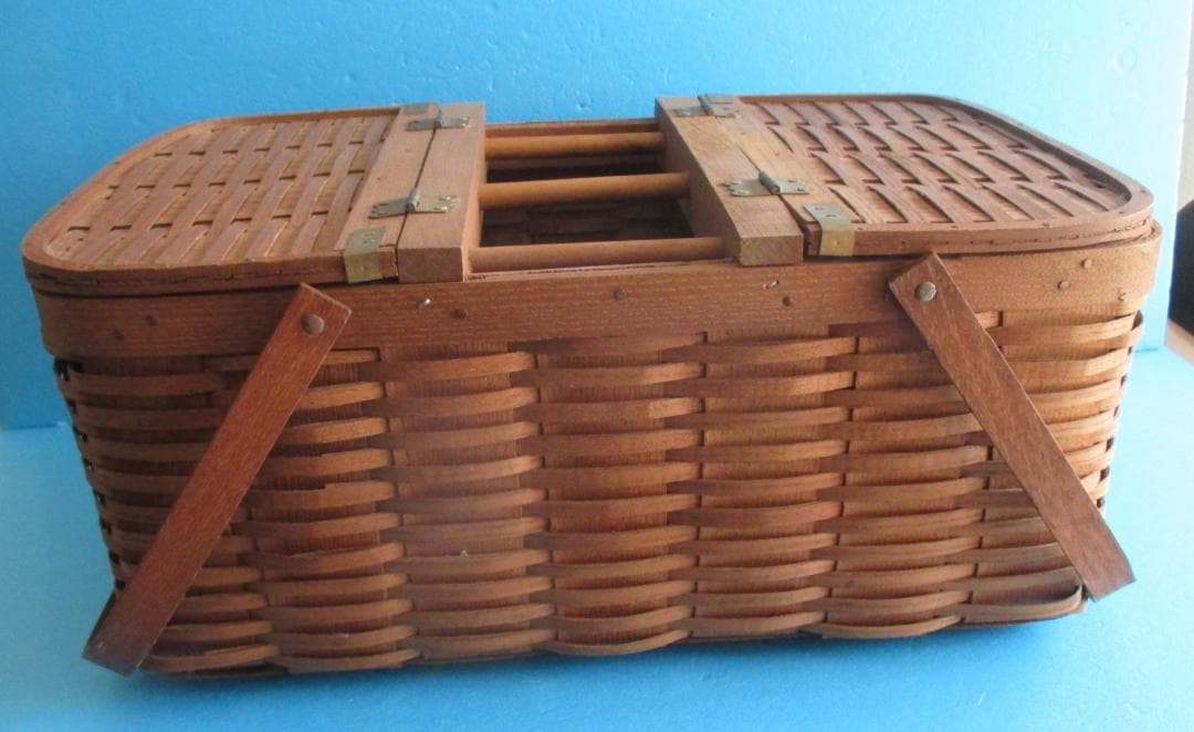 アメリカ製◎木製ハンドメイドバスケット◎BASKETVILLEピクニックに