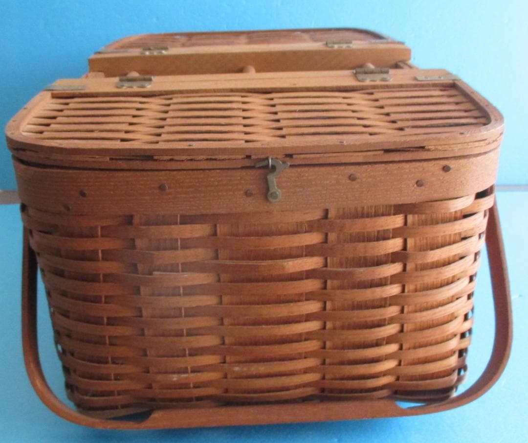 アメリカ製◎木製ハンドメイドバスケット◎BASKETVILLEピクニックに