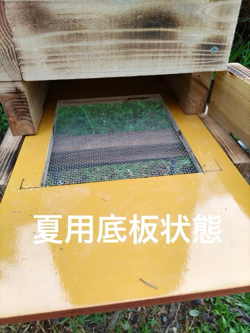ニホンミツバチ重箱式巣箱4段 スライド底板 付巣門台座　スノコ付き　セット割引有