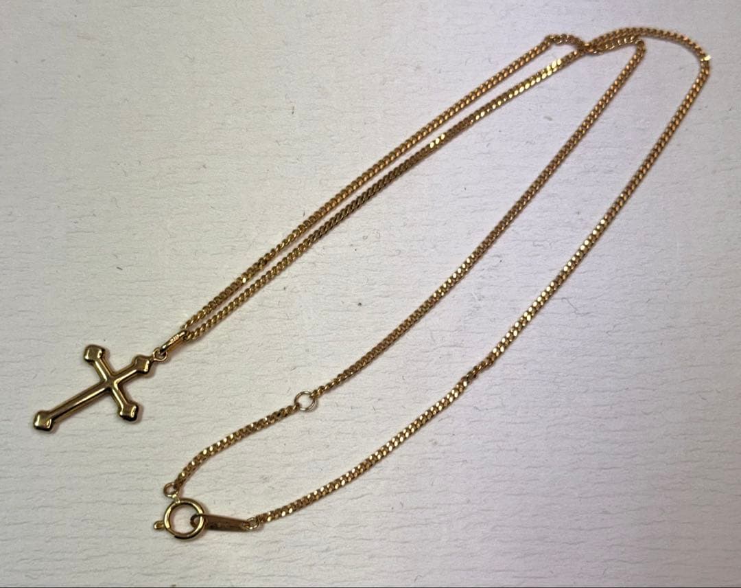 大特価‼️K18金YG 2面喜平 40cm クロスベンダント 刻印あり 日本製