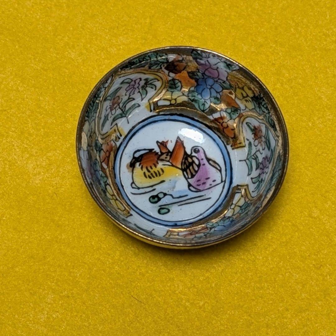 中国廣彩アンティーク磁器盃4個セット GD Crafts装飾箱付