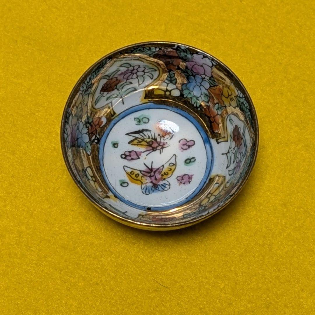 中国廣彩アンティーク磁器盃4個セット GD Crafts装飾箱付
