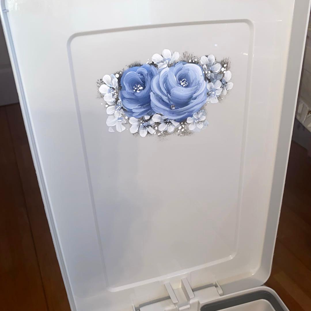 ダストボックス　薔薇　手描き　トールペイント