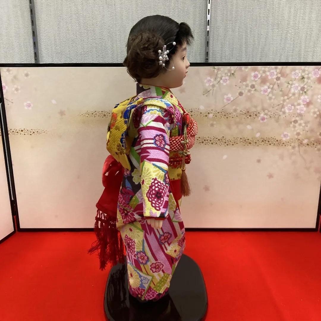IC-1 可愛い市松人形　高さ46㎝位　カラフル衣裳　ひな人形　一人人形