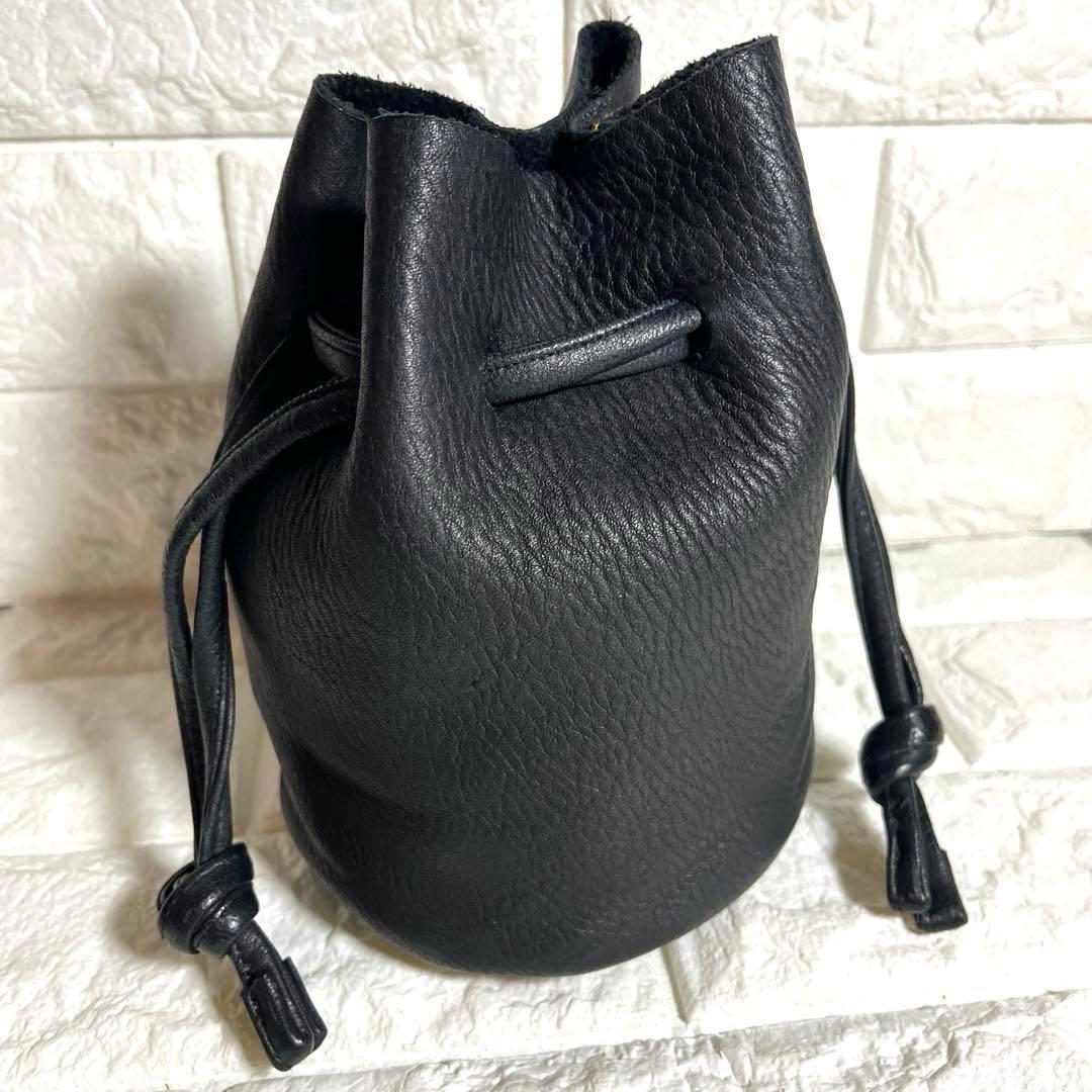 くもほぼ新品 MYTHINKS マイシンクス 巾着 バック 高級エルクレザ