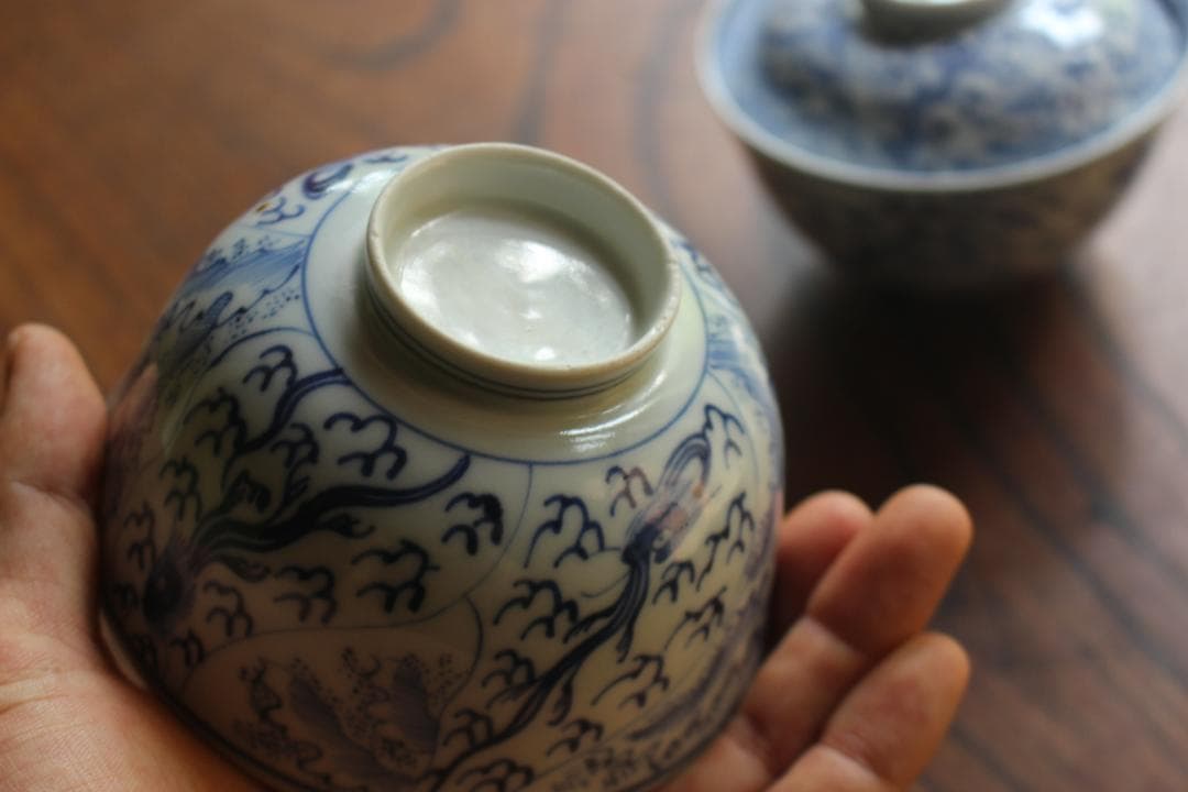 時代逸品！品のある白釉肌に極上龍染付文の映えるお碗2点（検伊万里新渡肥前