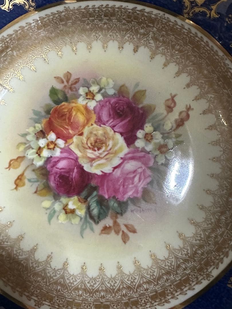 アンティーク花柄プレート 約27cm クレセント社　イギリス