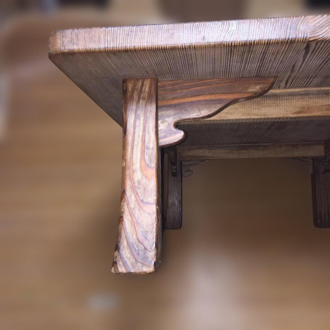 アンティーク木製座卓テーブル 約106×72.5×32 厚み3.3　引取値引可